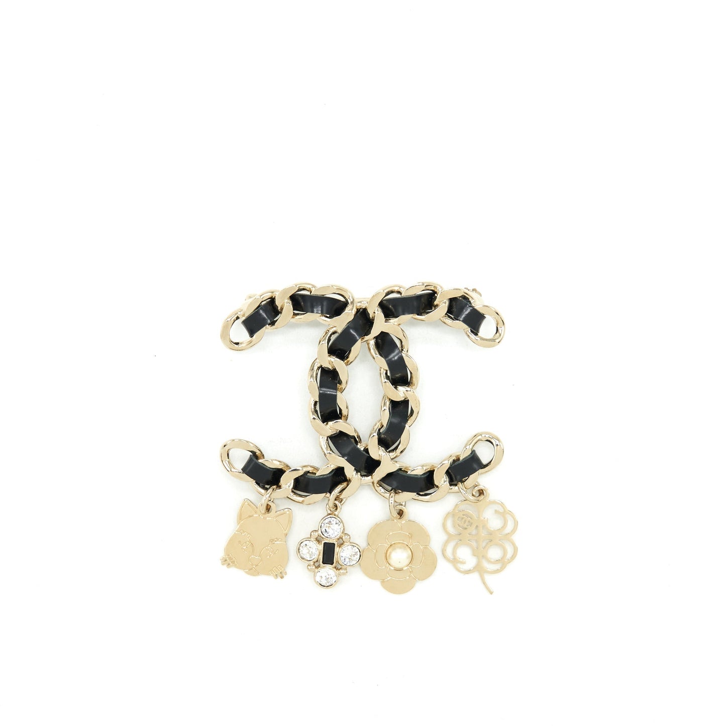 Chanel Drop Charms Brooch LGHW Leather Key Chain