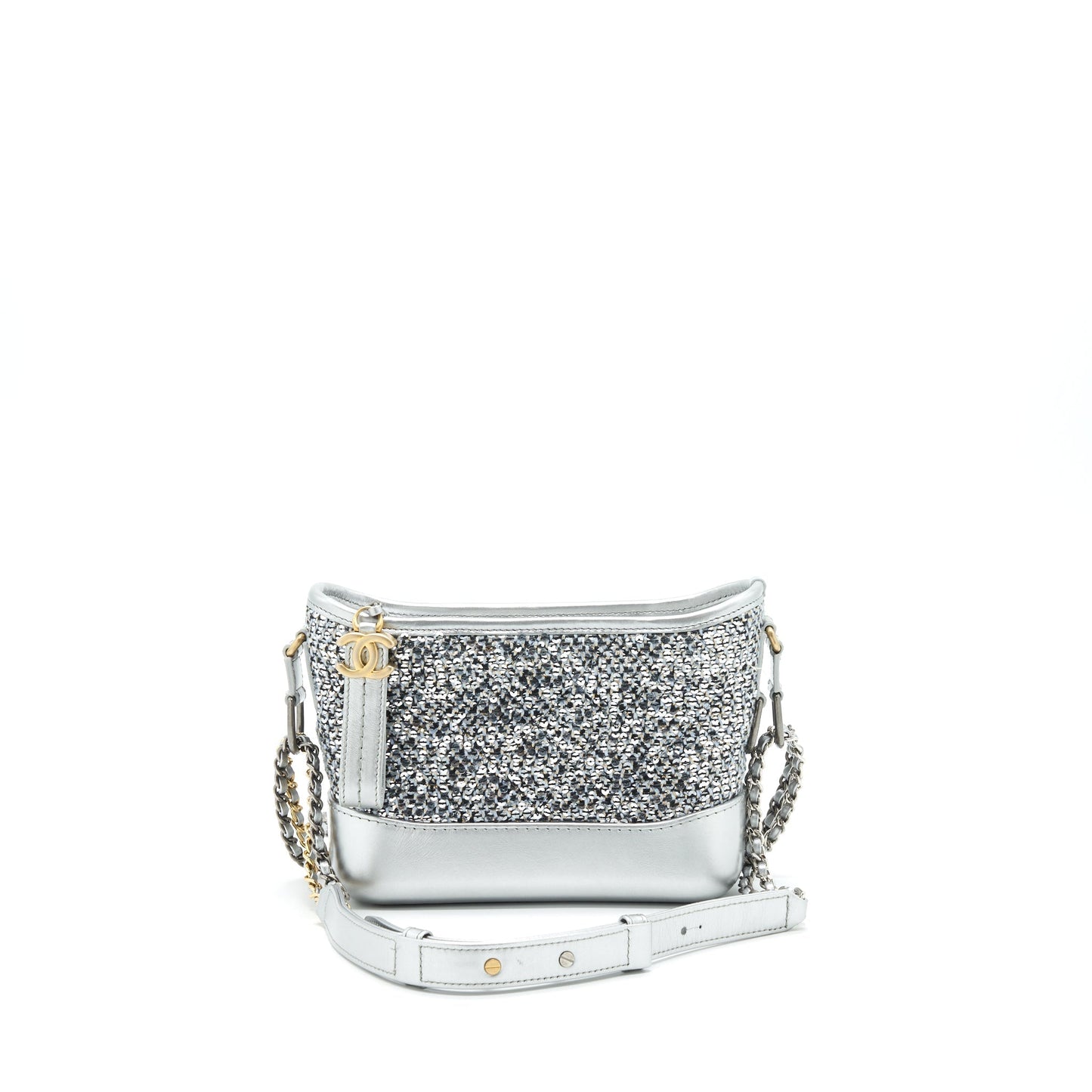 Chanel tweed gabrielle Hobo Grey Small Shoulder Bag Bag Grey