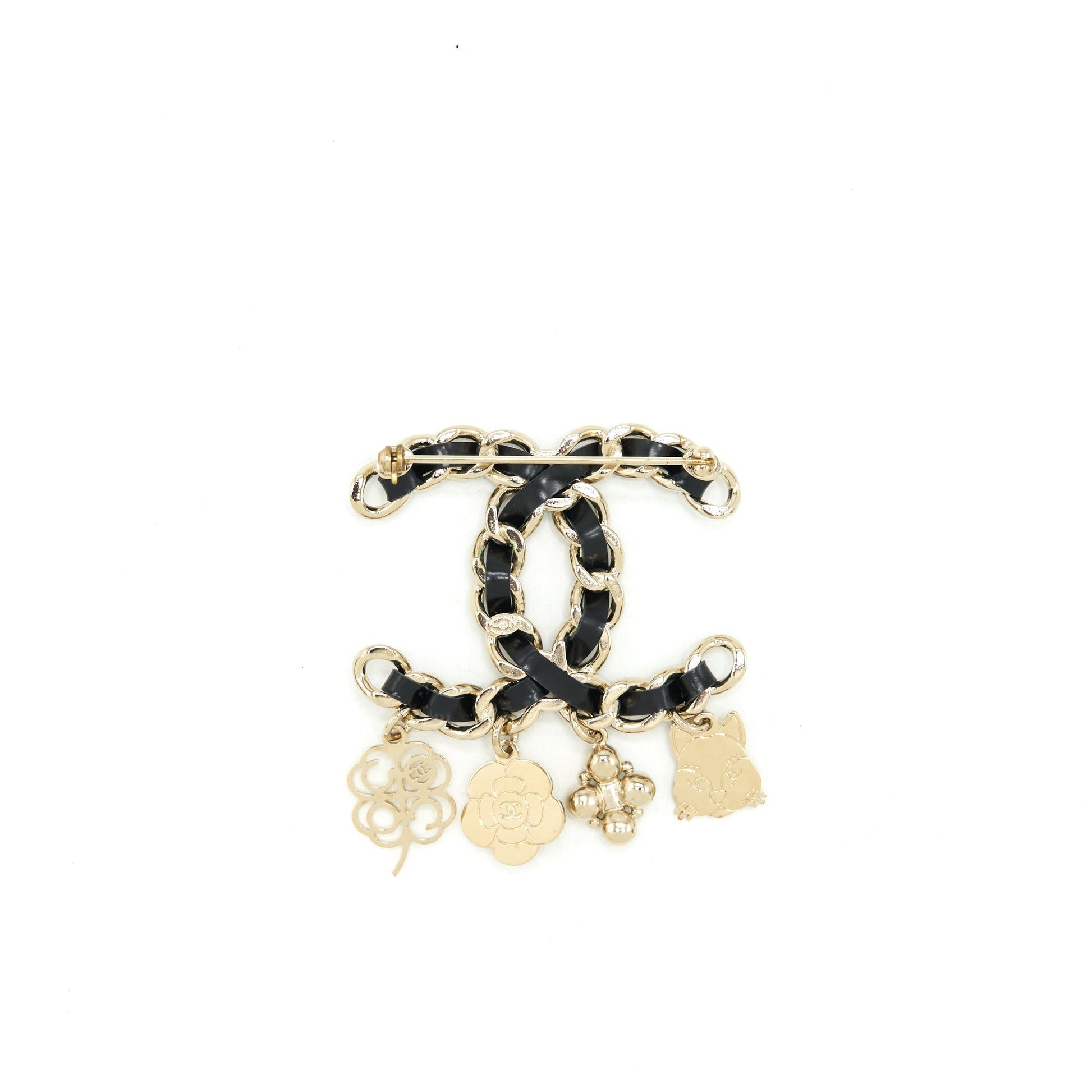 Chanel Drop Charms Brooch LGHW Leather Key Chain