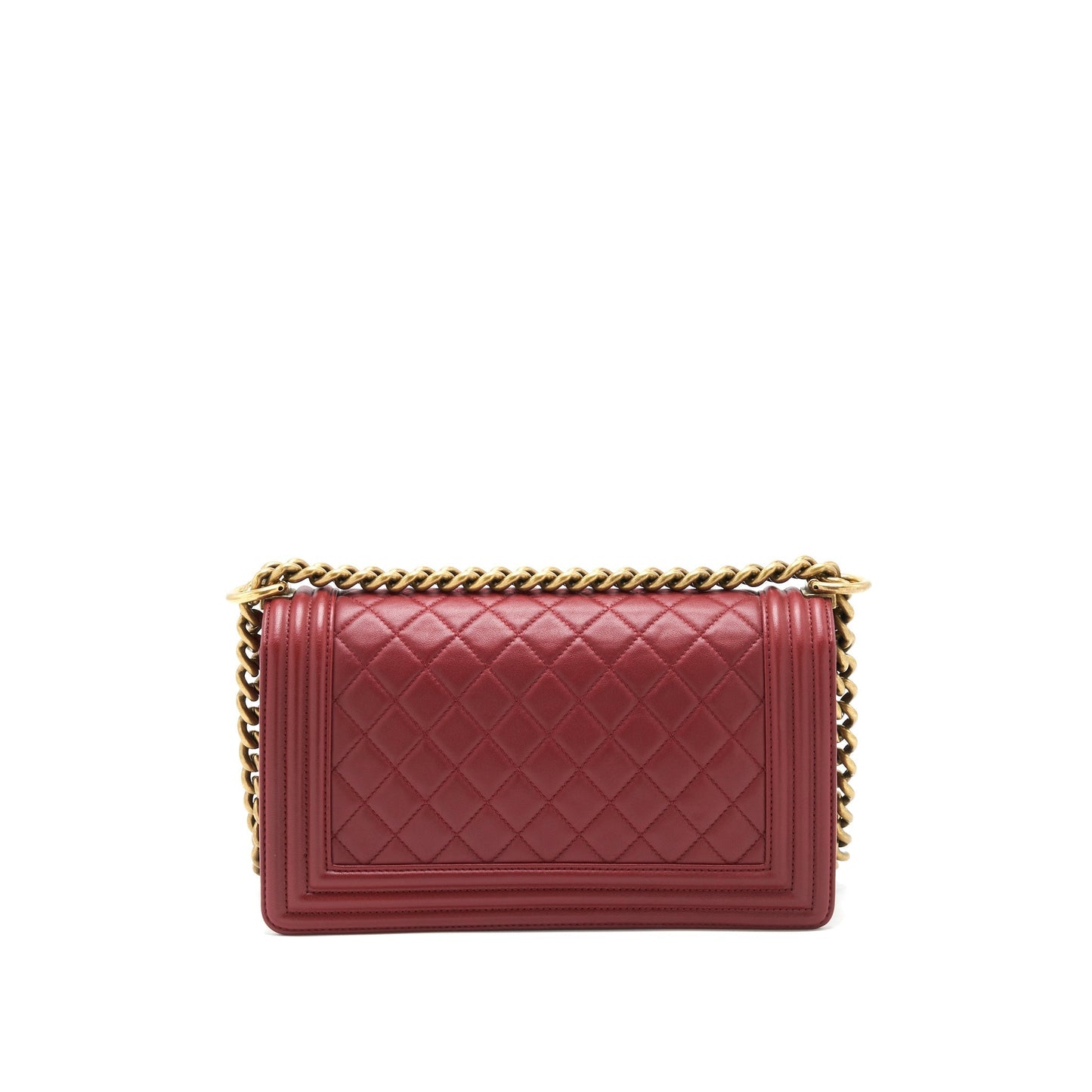 Chanel Boy Lambskin burgundy GHW Red Handbag