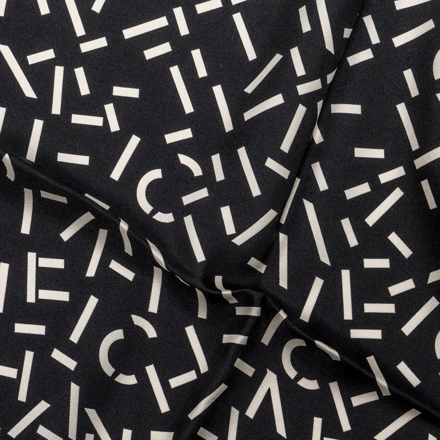 Chanel Letter Square Silk Scarf Black White Pink