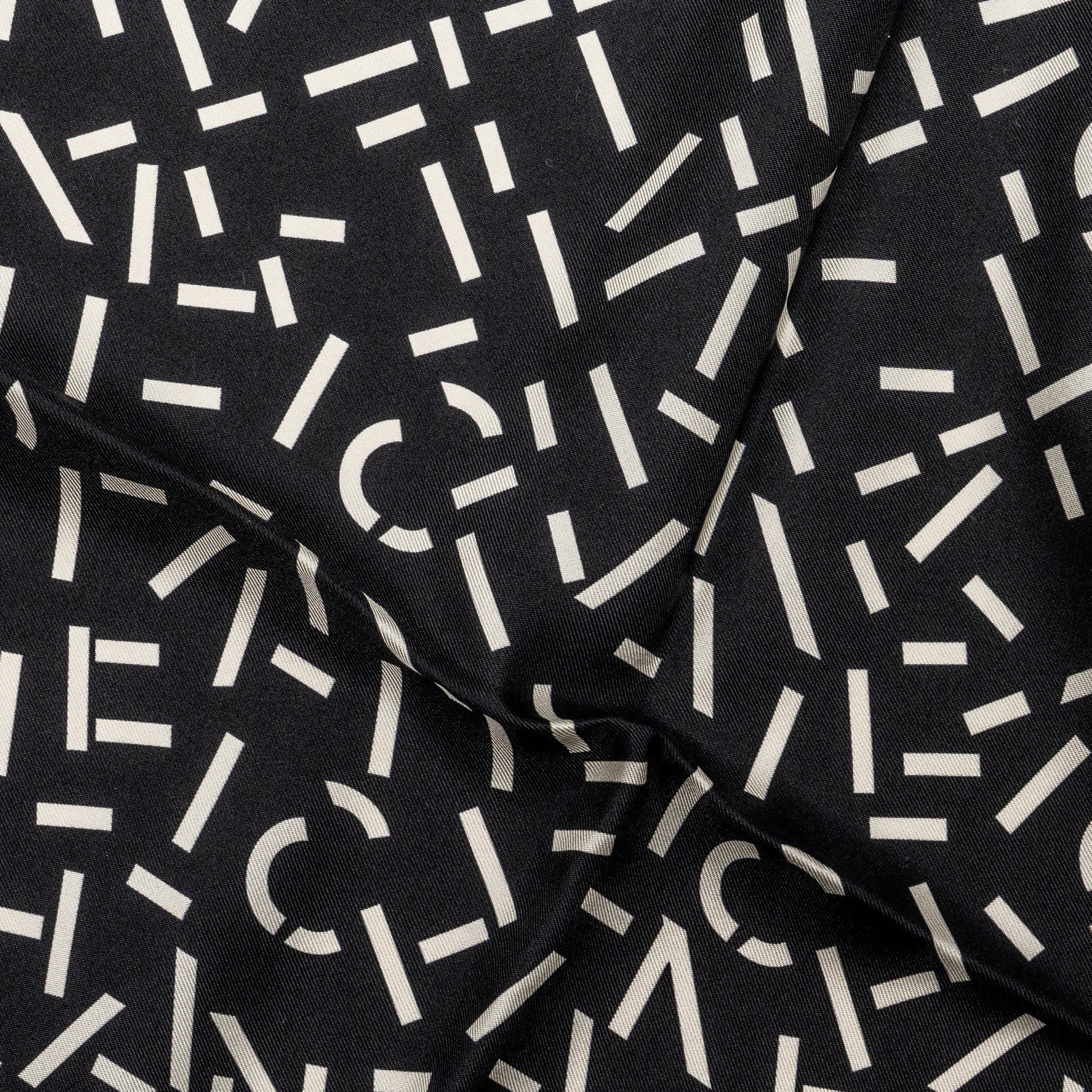 Chanel Letter Square Silk Scarf Black White Pink
