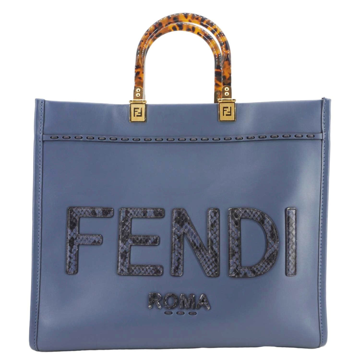 Fendi Sunshine Crossbody Tote Bag Leather Blue Crossbody Bag