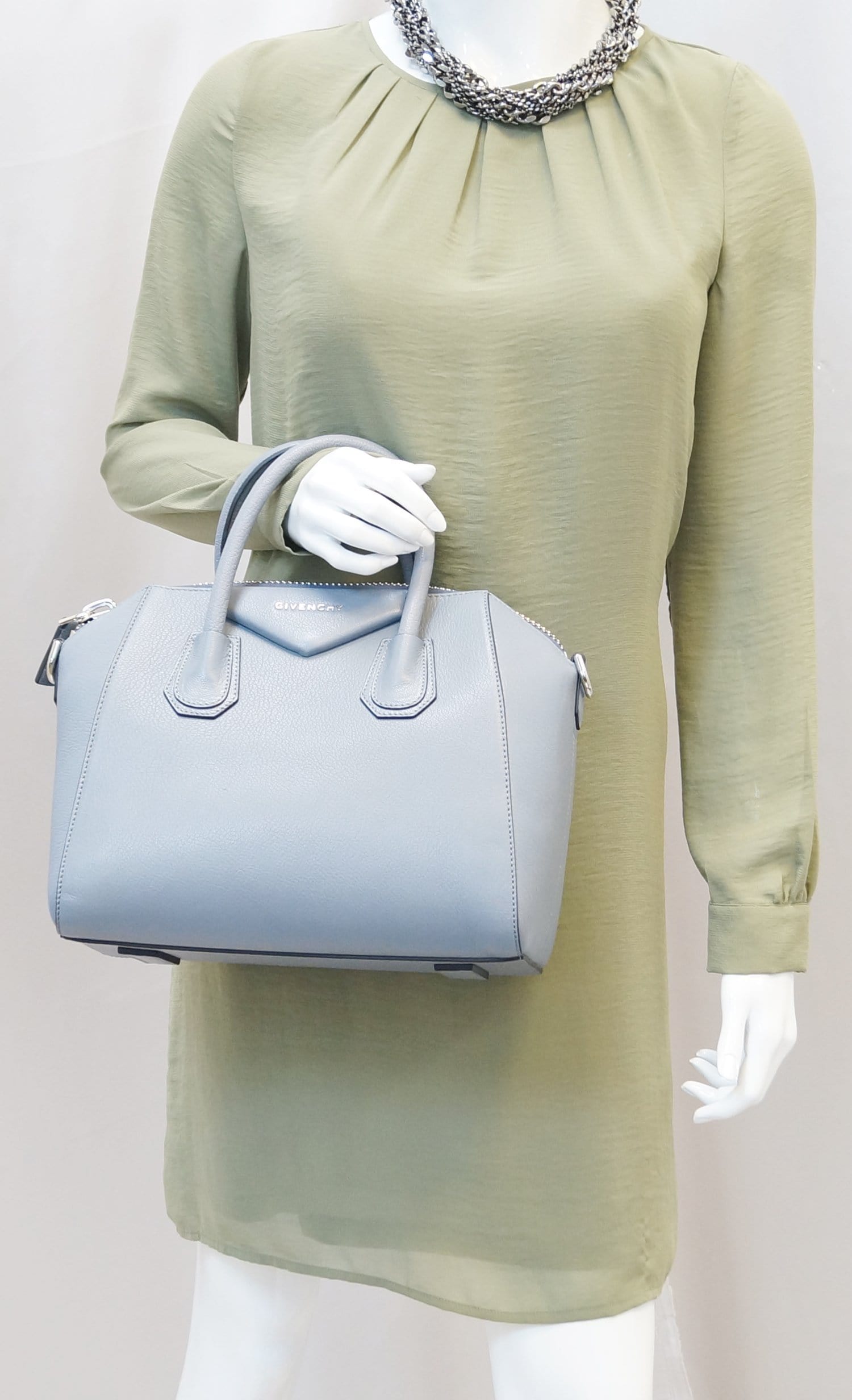 Givenchy Grey Goatskin Antigona Shoulder Bag Leather Small