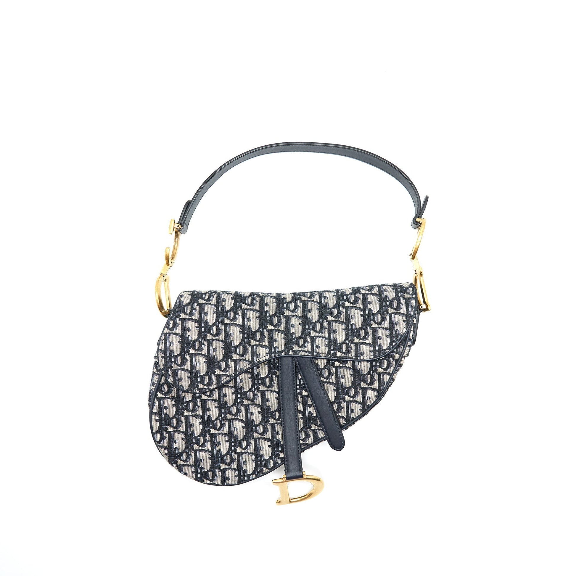 Dior Saddle Purse Oblique Jacquard Handbag Blue Medium Travel Bag