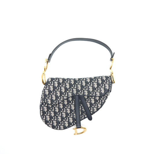 Dior Saddle Purse Oblique Jacquard Handbag Blue Medium Travel Bag