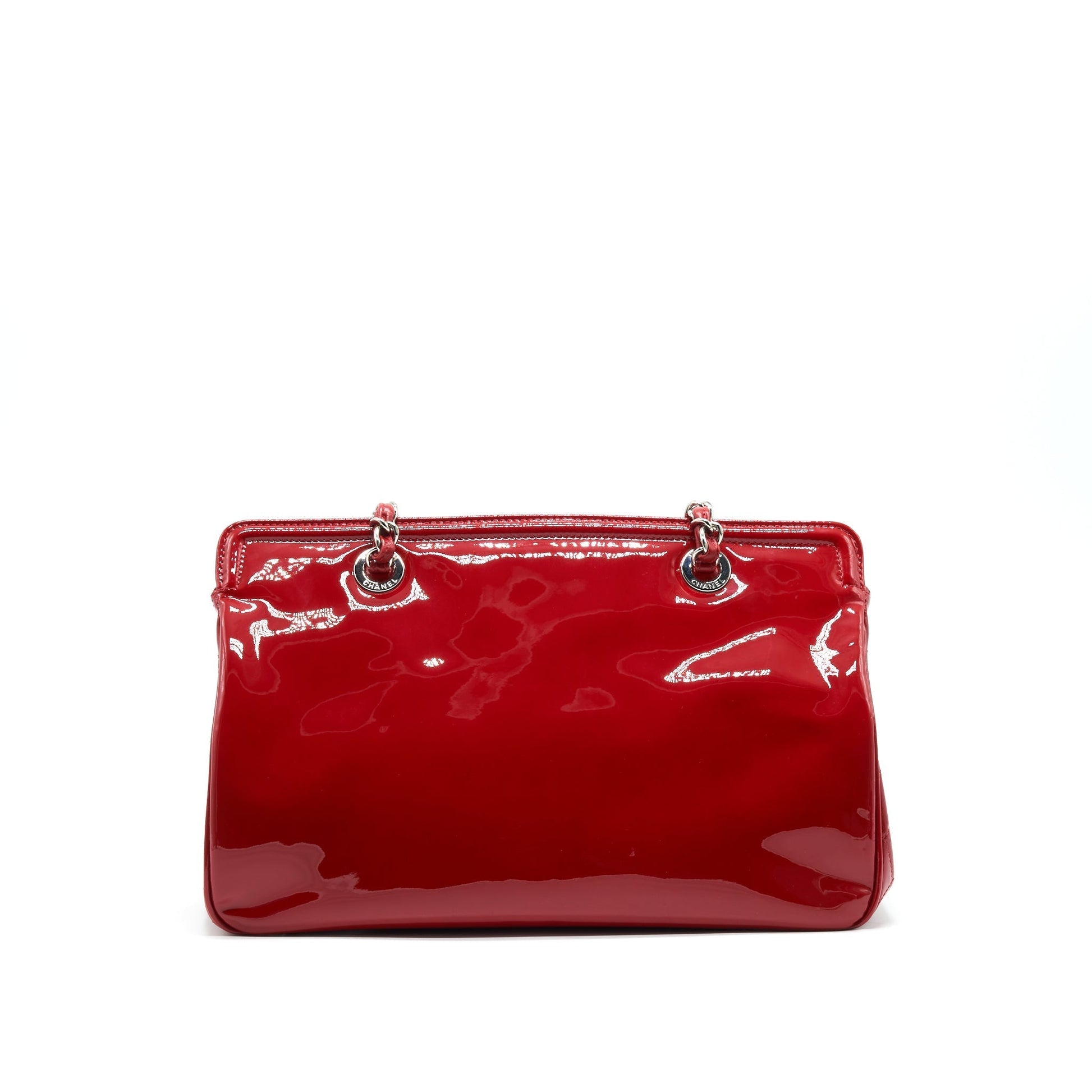 Chanel Patent SHW Red Leather Tote Bag