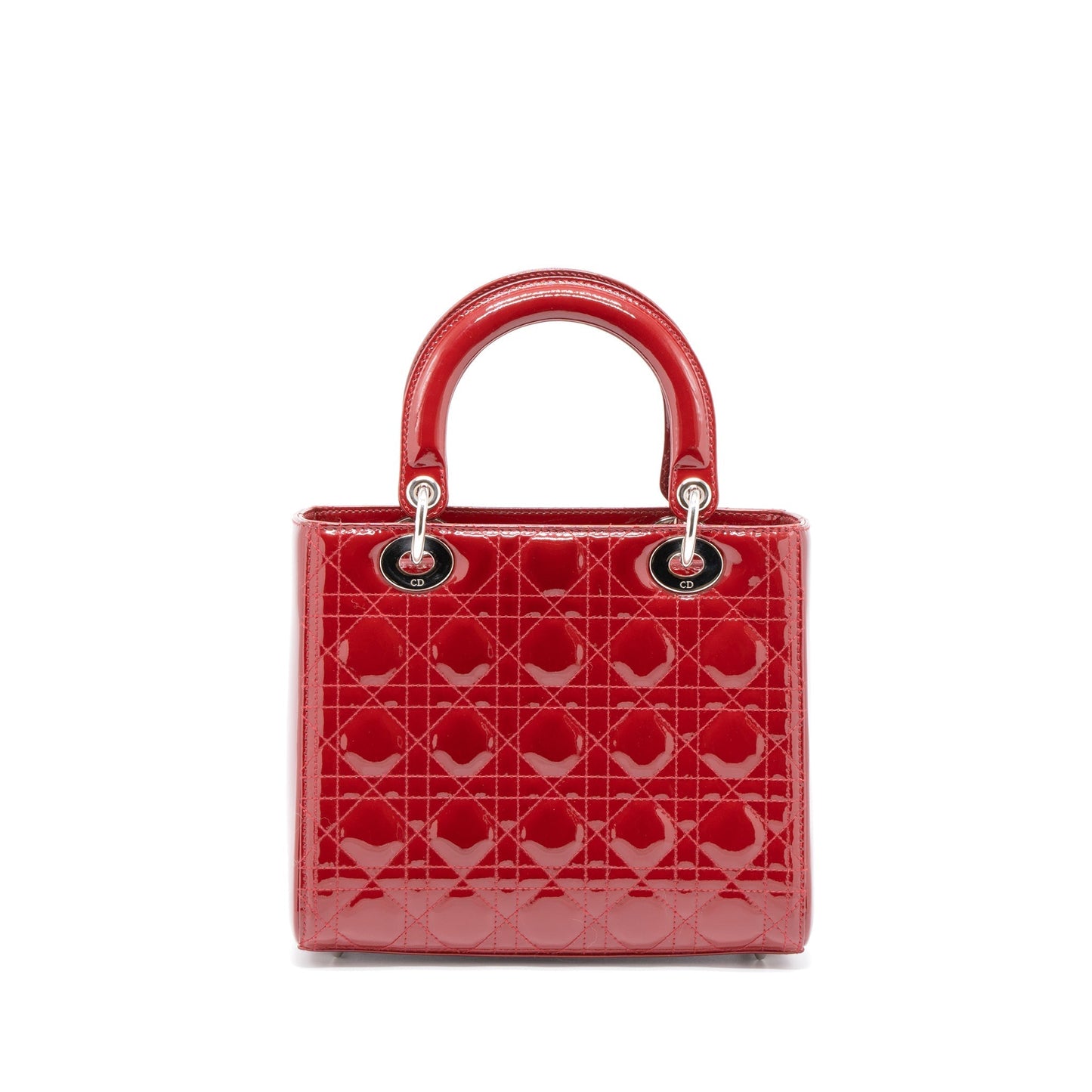 Dior Lady Patent Handbag Leather Red Travel Bag Red Handbag