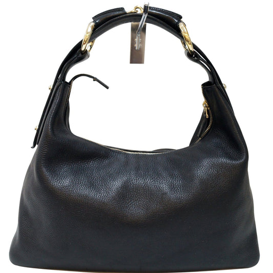 Gucci Horsebit Hobo Bag Leather Black Shoulder Bag