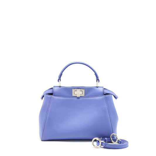 Fendi Peekaboo Handbag Lambskin Purple Small Travel Bag