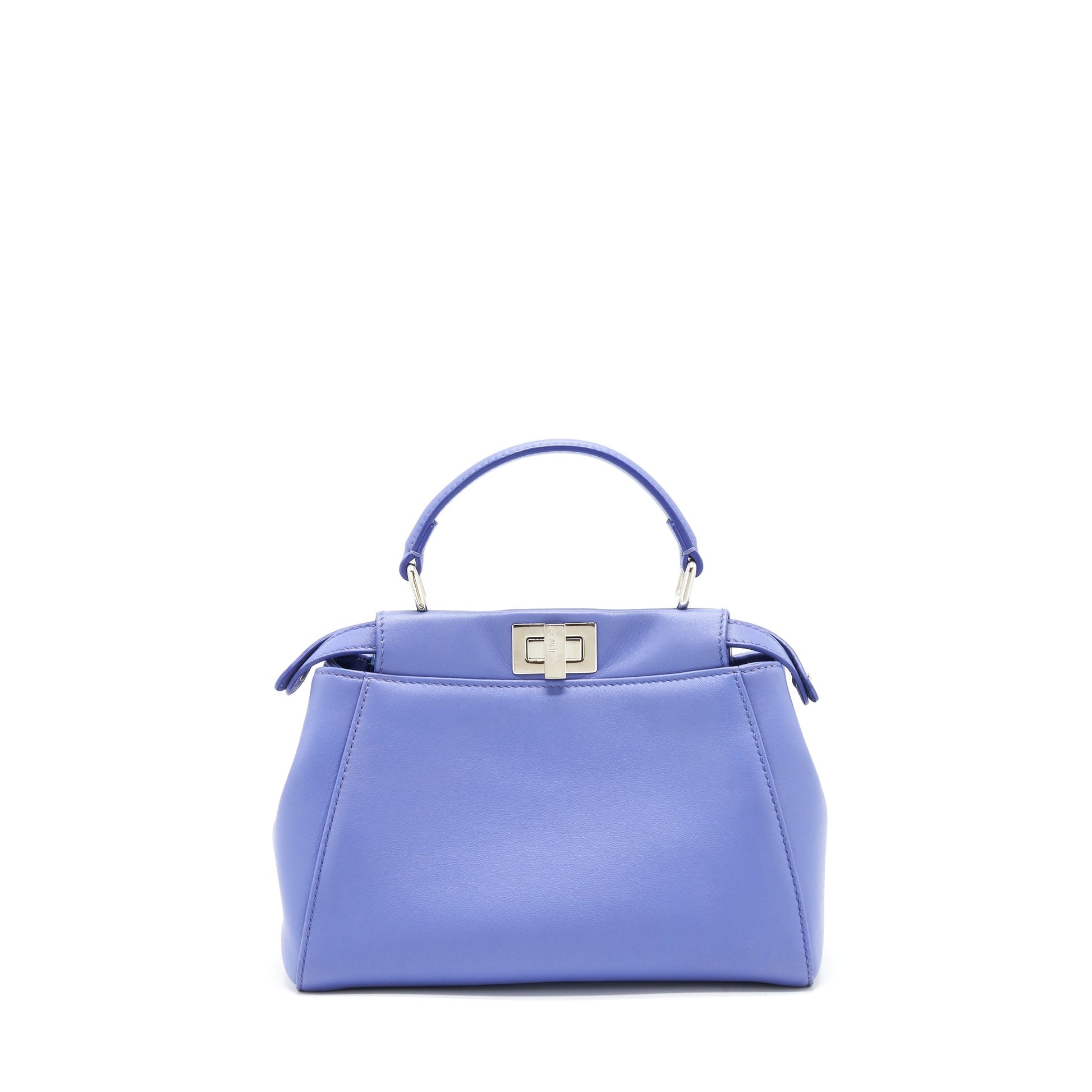 Fendi Peekaboo Handbag Lambskin Purple Small Travel Bag