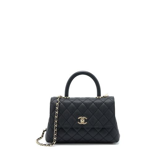 Chanel Coco Handle Caviar LGHW Microchip Black Small Handbag Microchip 6