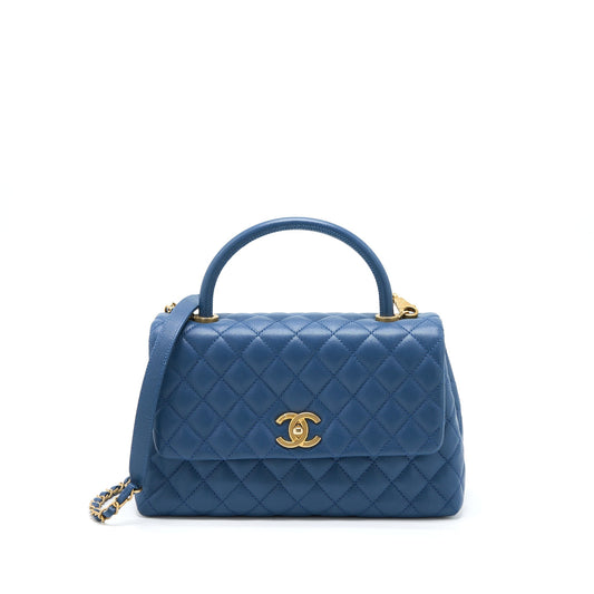 Chanel Coco Handle Flap Caviar GHW Blue Shoulder Bag