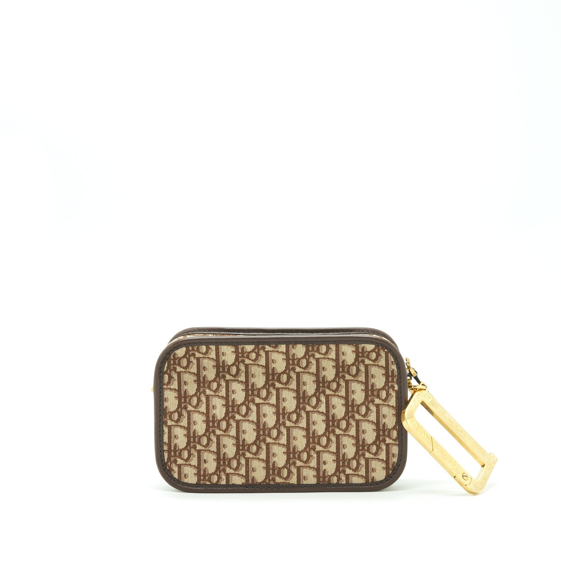Dior quake Pouch Oblique Handbag Canvas Brown Travel Bag