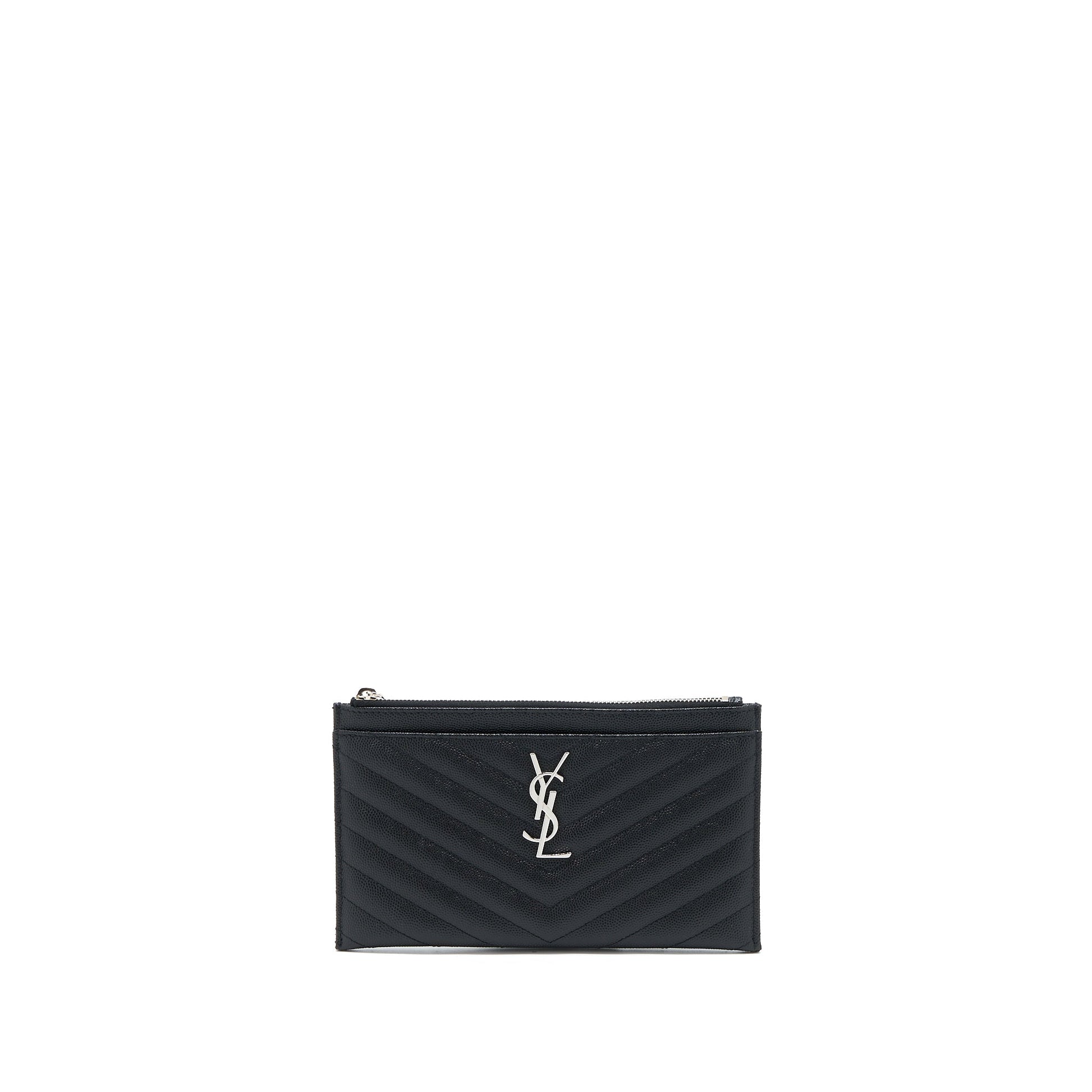 YSL Saint Laurent Saint Laurent Cassandra Zipped Pouch Grained Calfskin Matelasse Black Travel Bag