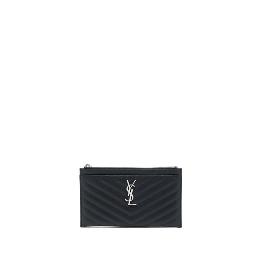 YSL Saint Laurent Saint Laurent Cassandra Zipped Pouch Grained Calfskin Matelasse Black Travel Bag