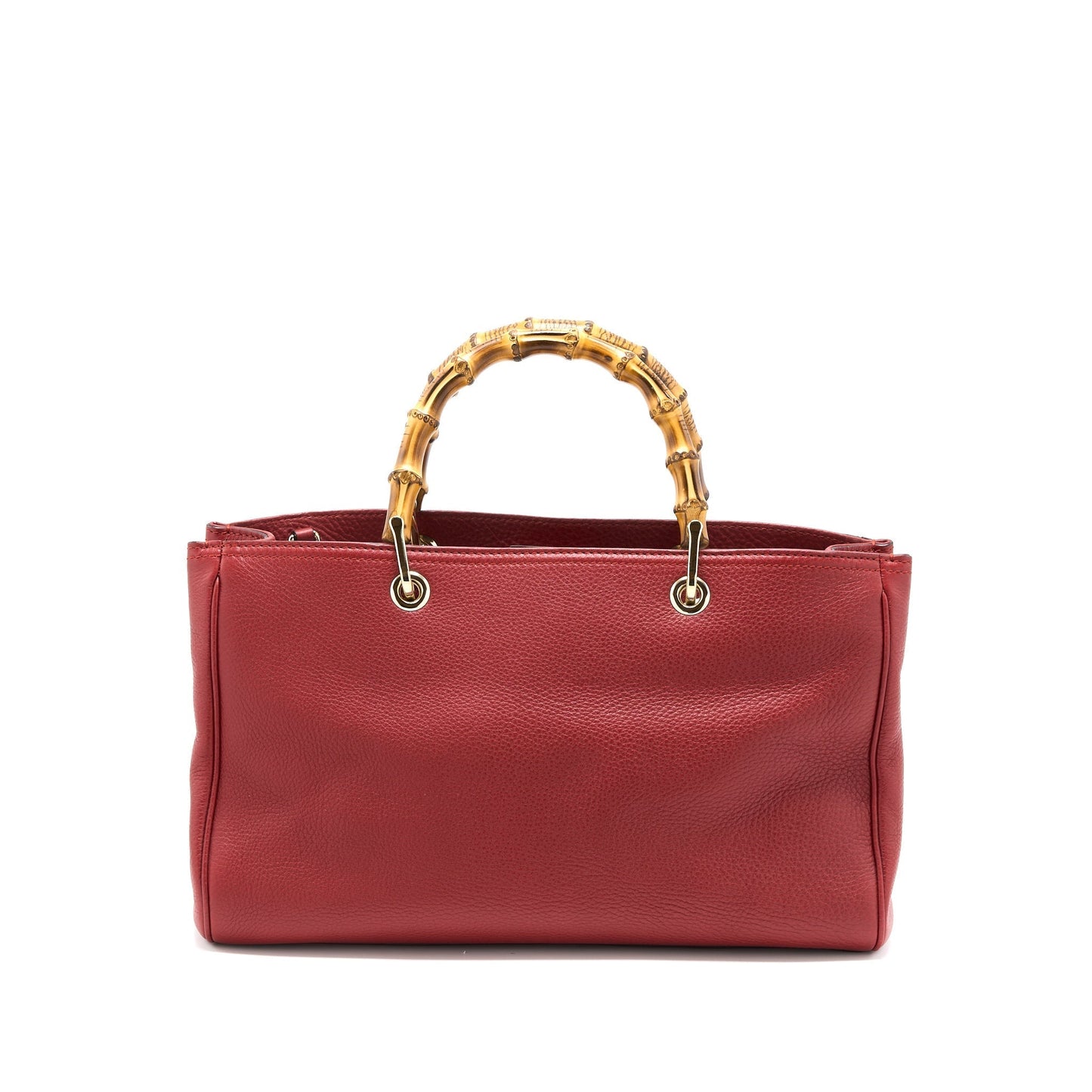 Gucci Crossbody Tote Bag Bamboo Handle Calfskin Red Crossbody Bag