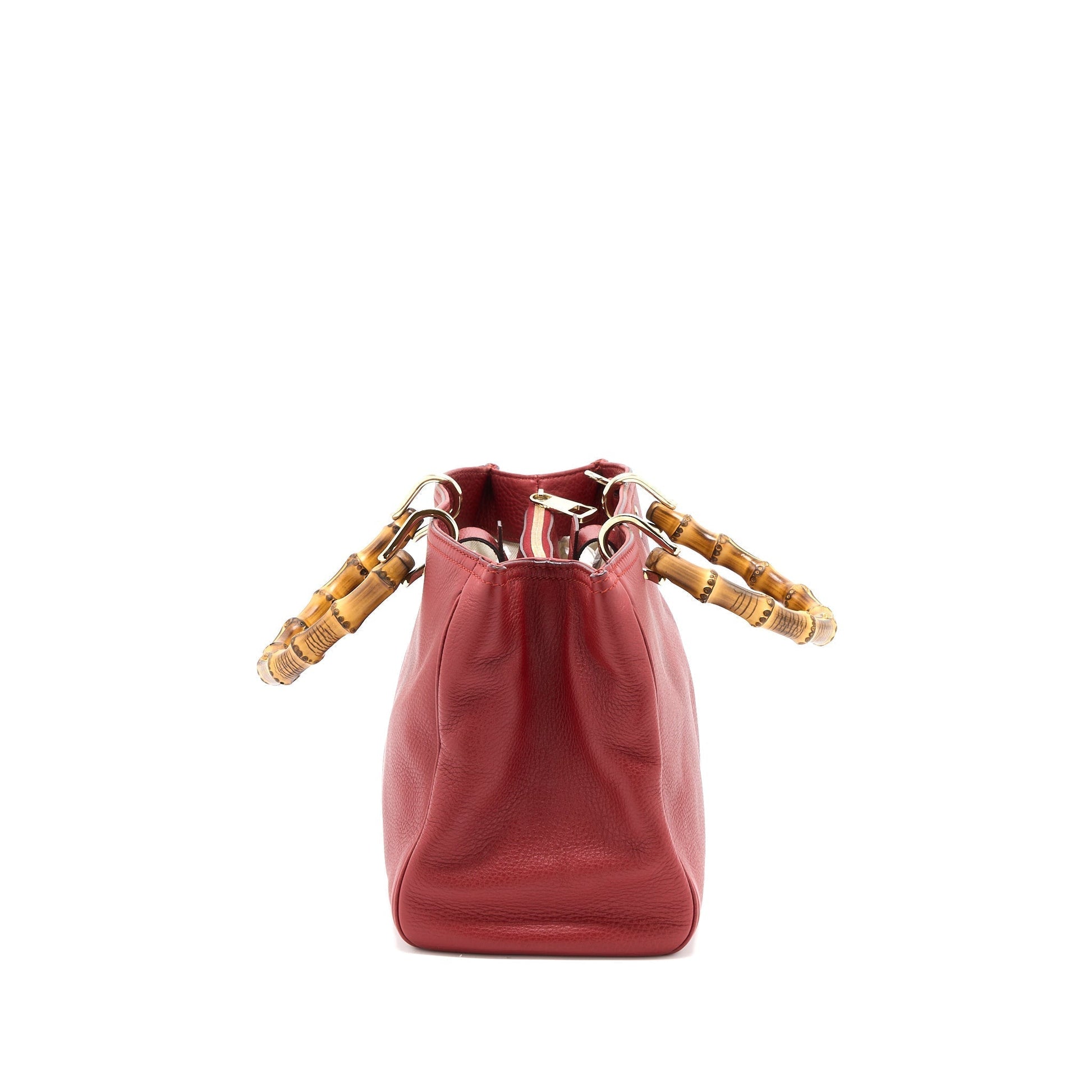 Gucci Crossbody Tote Bag Bamboo Handle Calfskin Red Crossbody Bag