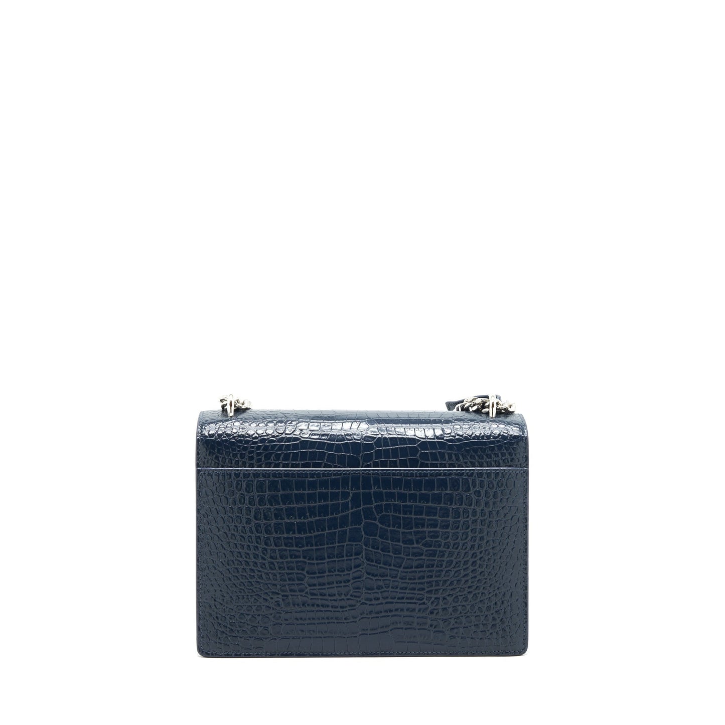 YSL Saint Laurent Saint Laurent Sunset Purse Crocodile Embossed Calfskin Blue Medium Travel Bag