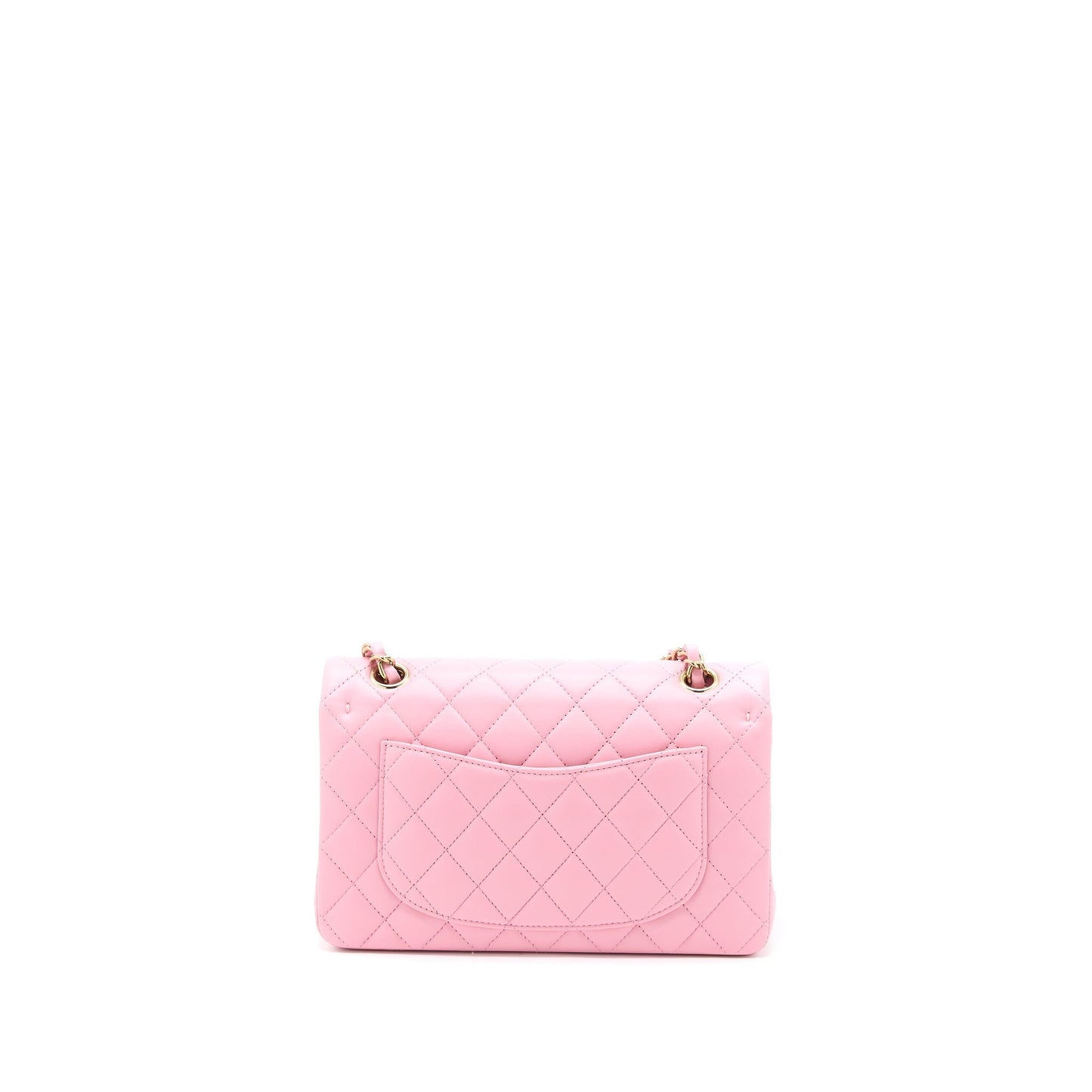 Chanel Classic Flap Lambskin LGHW Microchip Pink Small Shoulder Bag