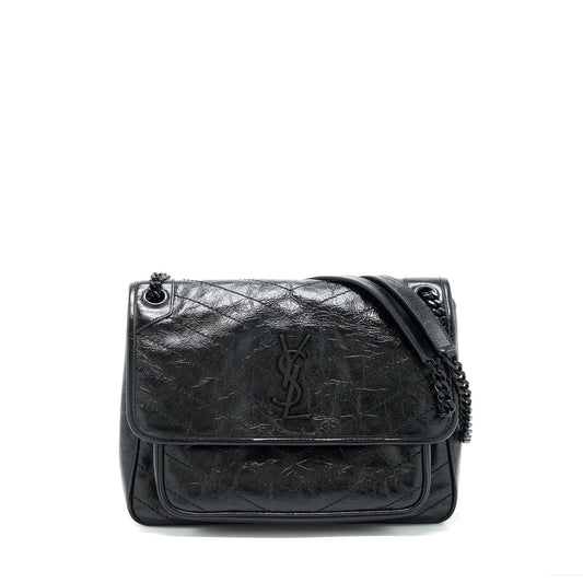 YSL Saint Laurent Saint Laurent Niki Purse Crinkled So Travel Black Medium Travel Bag