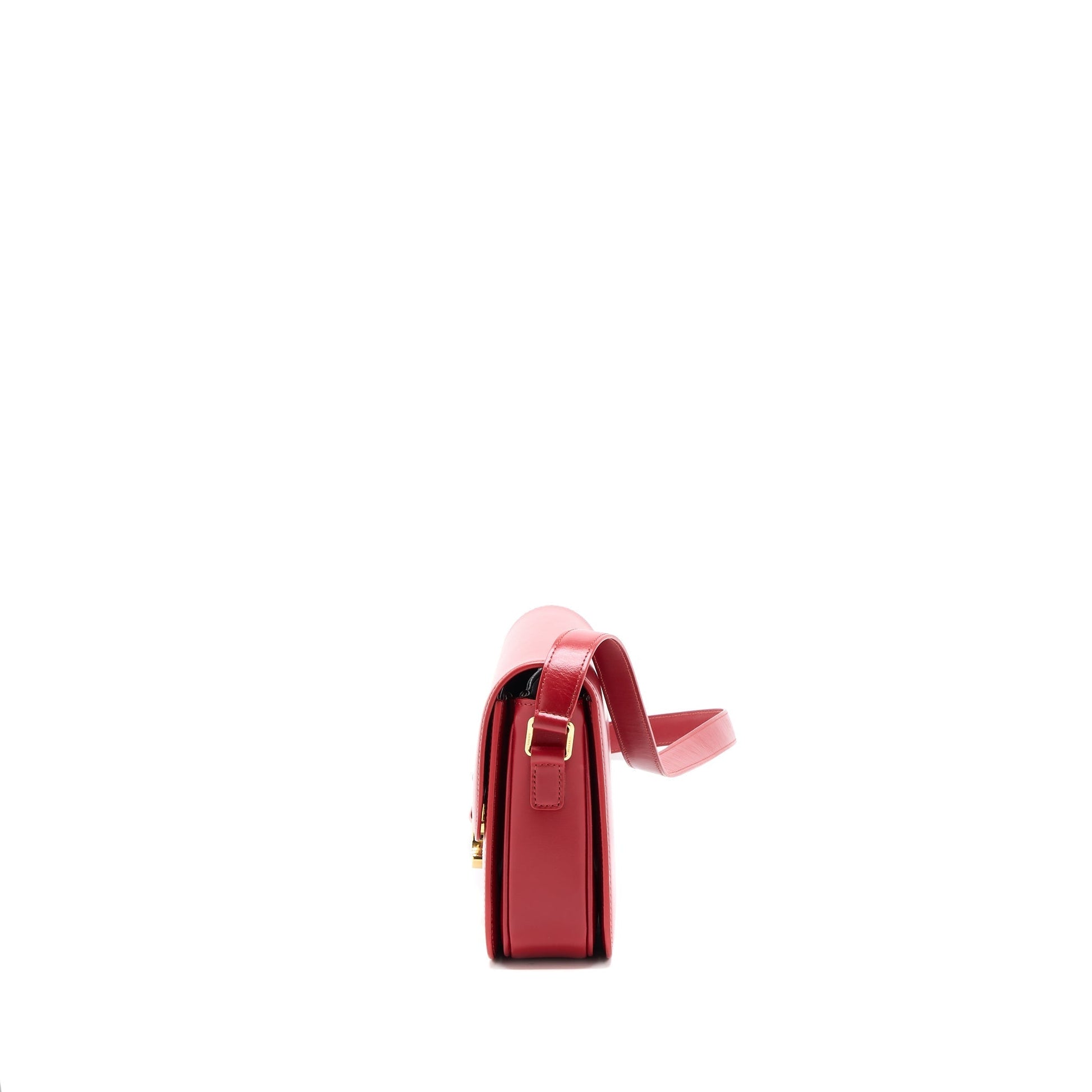 Celine Classique Triomphe Purse Shiny Calfskin Handbag Red Medium Travel Bag