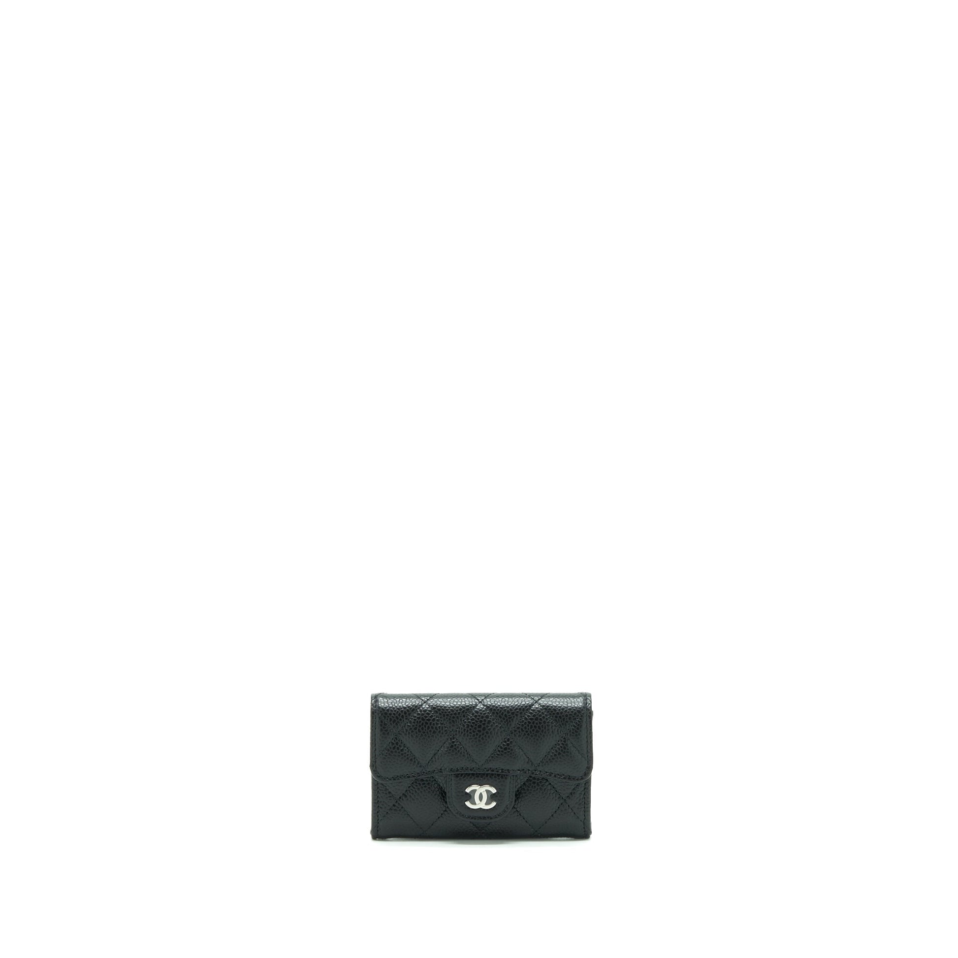 Chanel Classic Flap Card Holder Caviar SHW Black Wallet Case