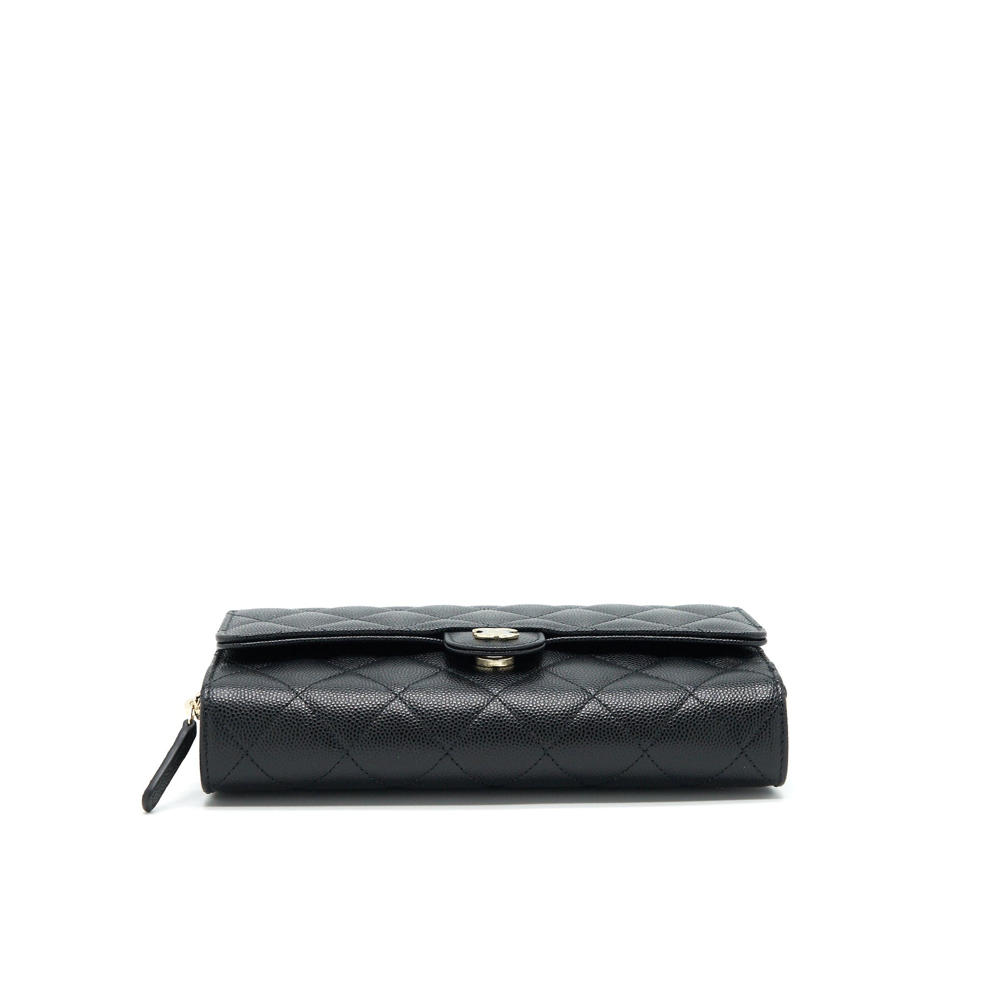 Chanel 3 1 On Caviar LGHW Black Wallet Case