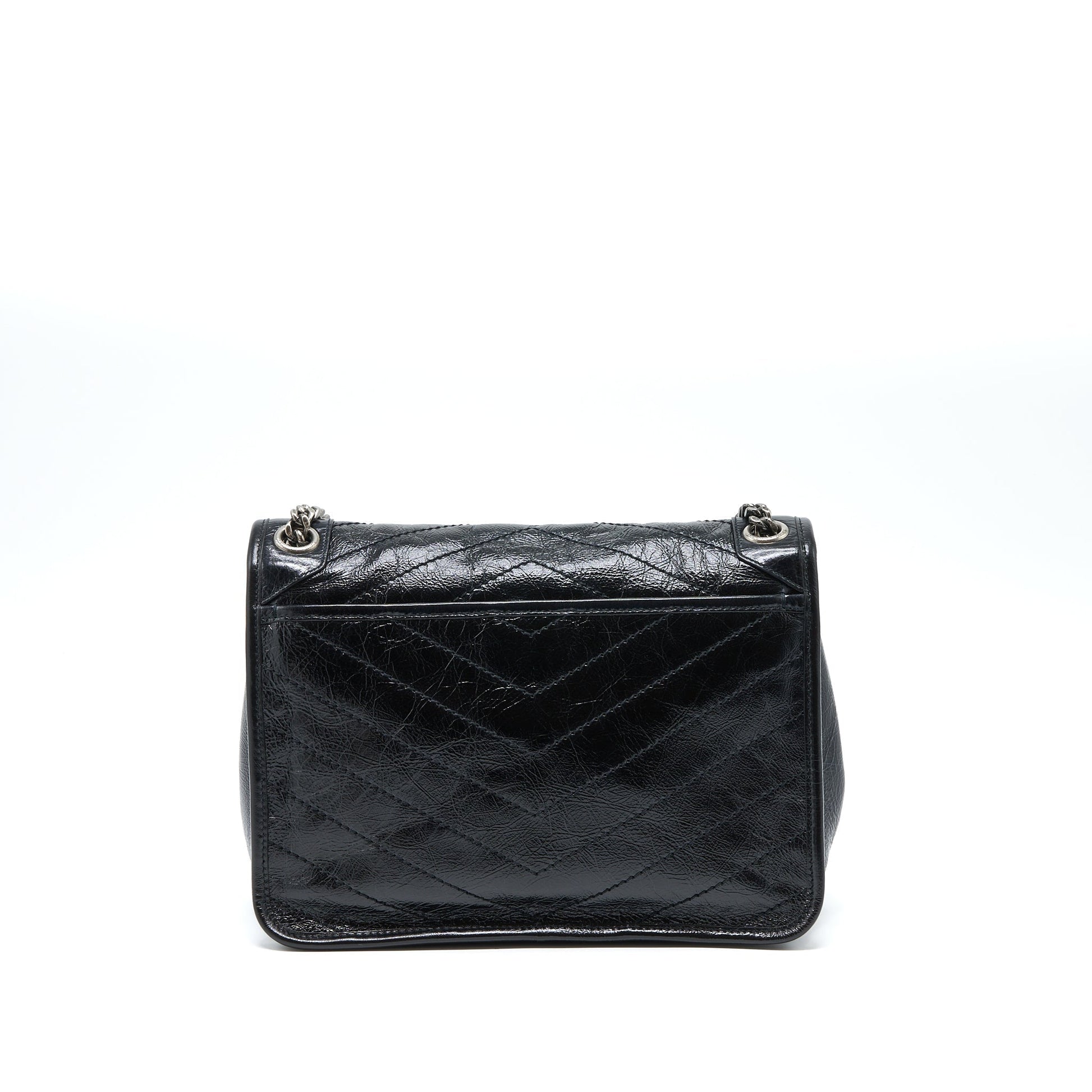 YSL Saint Laurent Saint Laurent Niki Purse Aged Calfskin Ruthenium Black Medium Travel Bag