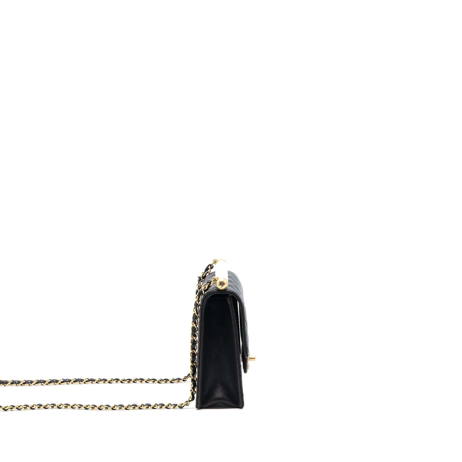 Chanel Vertical Pearl Flap Goatskin Brushed GHW Black Shoulder Bag