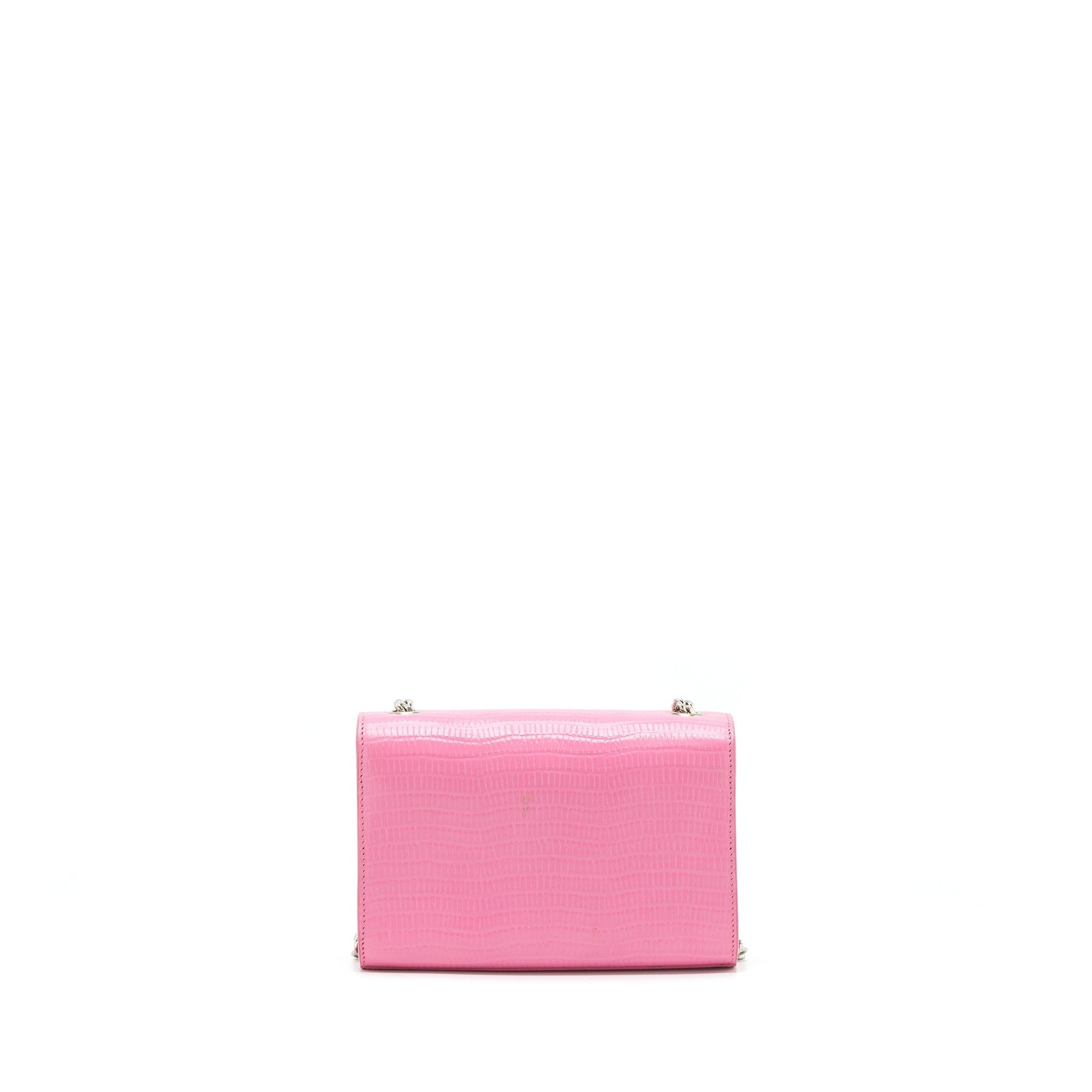 YSL Saint Laurent Kate Tassel Embossed Calfskin Travel Bag Pink Mini
