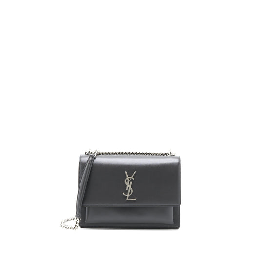 YSL Saint Laurent Saint Laurent Sunset Purse Calfskin Dark Grey Chain Travel Bag