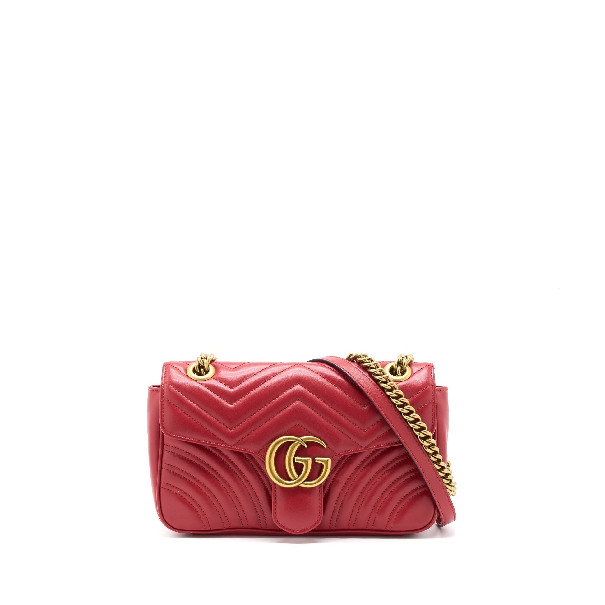 Gucci Marmont Shoulder Bag Calfskin Matelasse Red