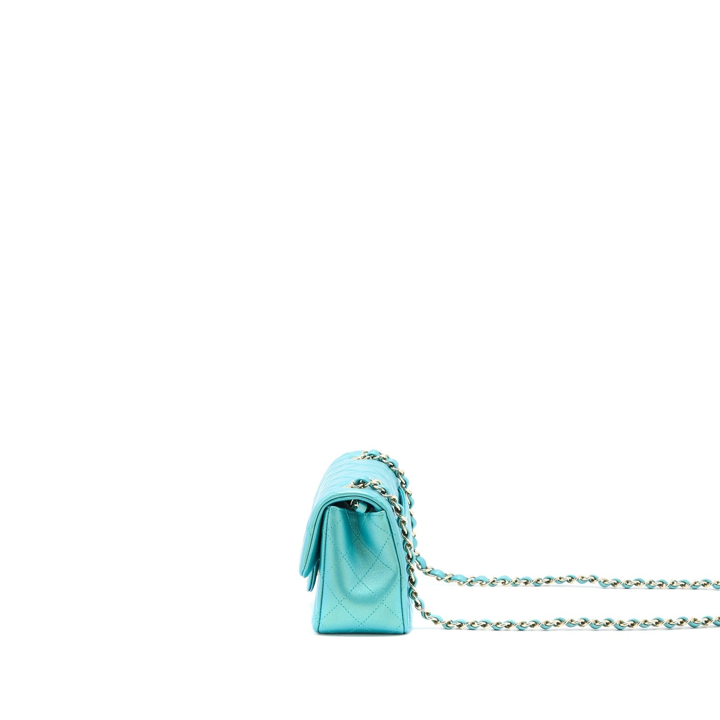 Chanel 21S Rectangular Flap Calfskin Iridescent LGHW Green Shoulder Bag