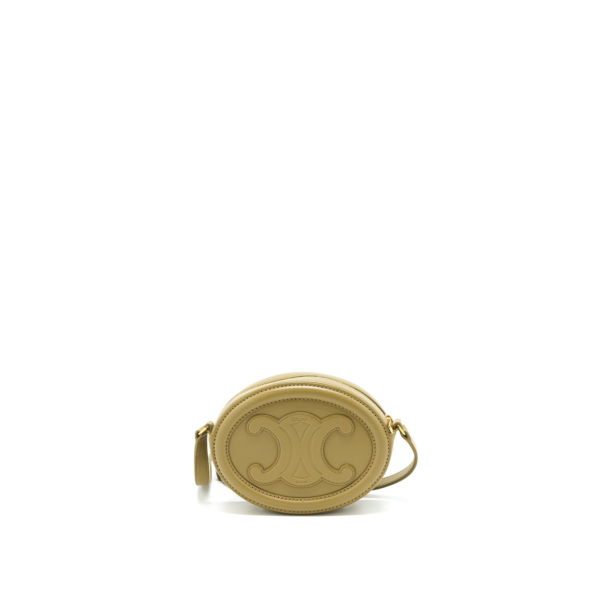 Celine Crossbody Oval Purse Calfskin Olive Handbag Crossbody Bag