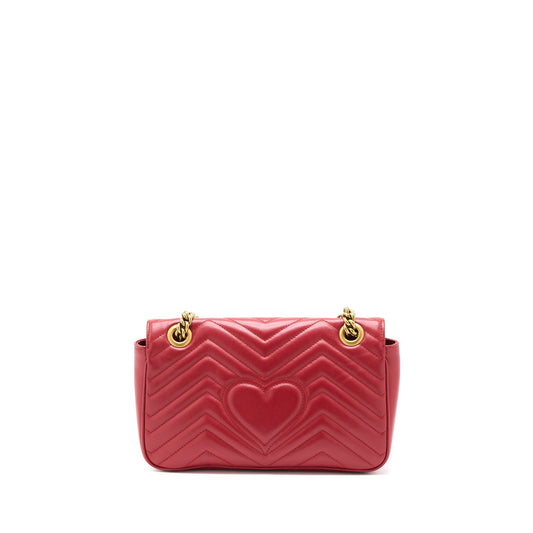 Gucci Marmont Shoulder Bag Calfskin Matelasse Red