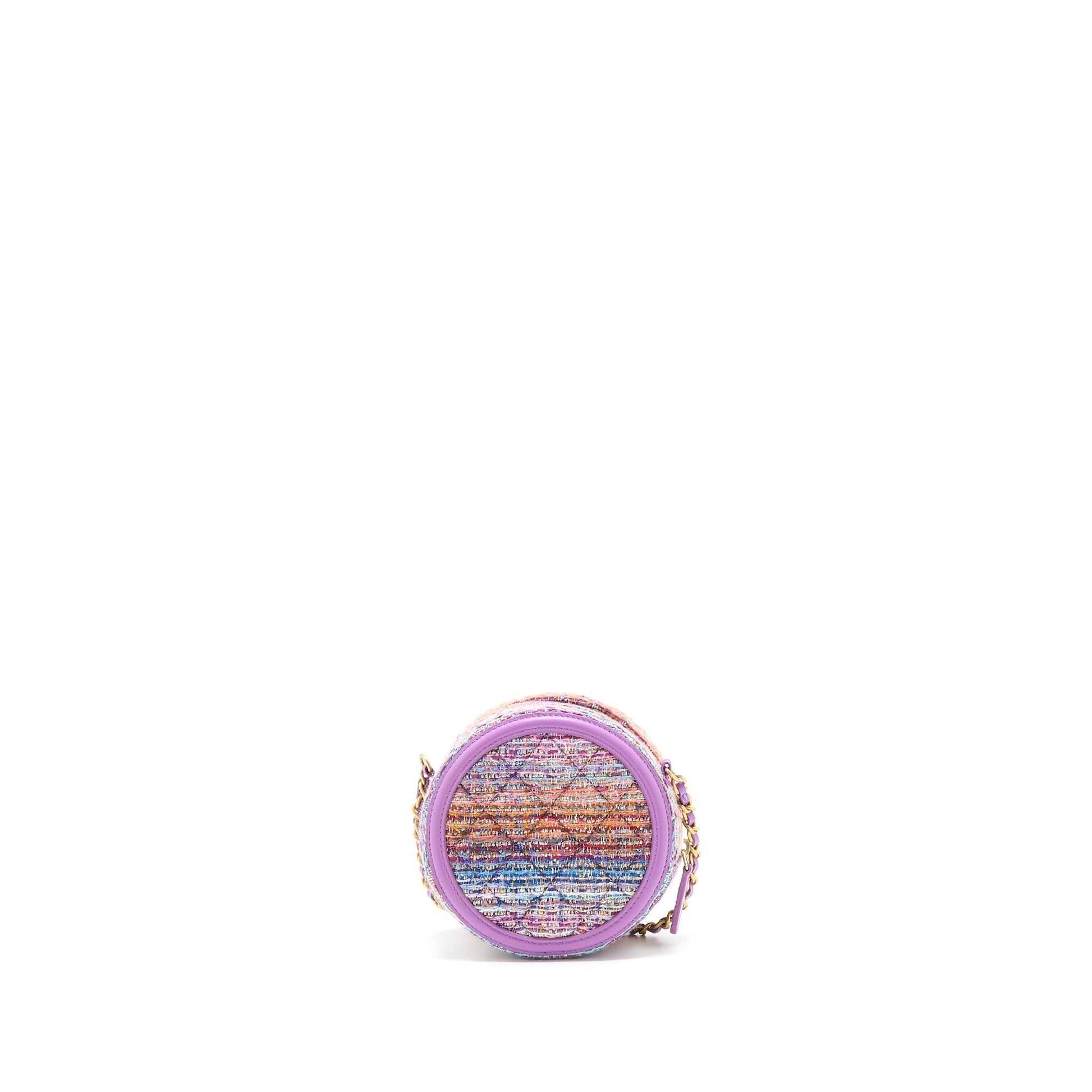 Chanel Round Lambskin Tweed GHW Multicolour Clutch Bag