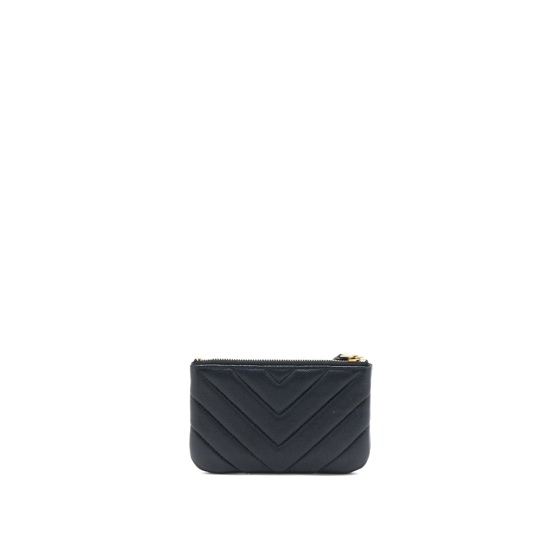 Chanel Chevron Zip O- Grained Lambskin GHW Black Handbag