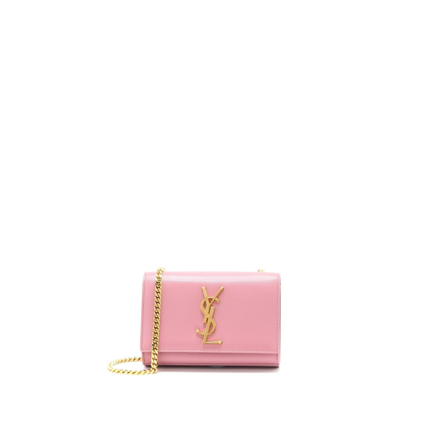 YSL Saint Laurent Kate Purse Grained Calfskin Travel Bag Pink Mini