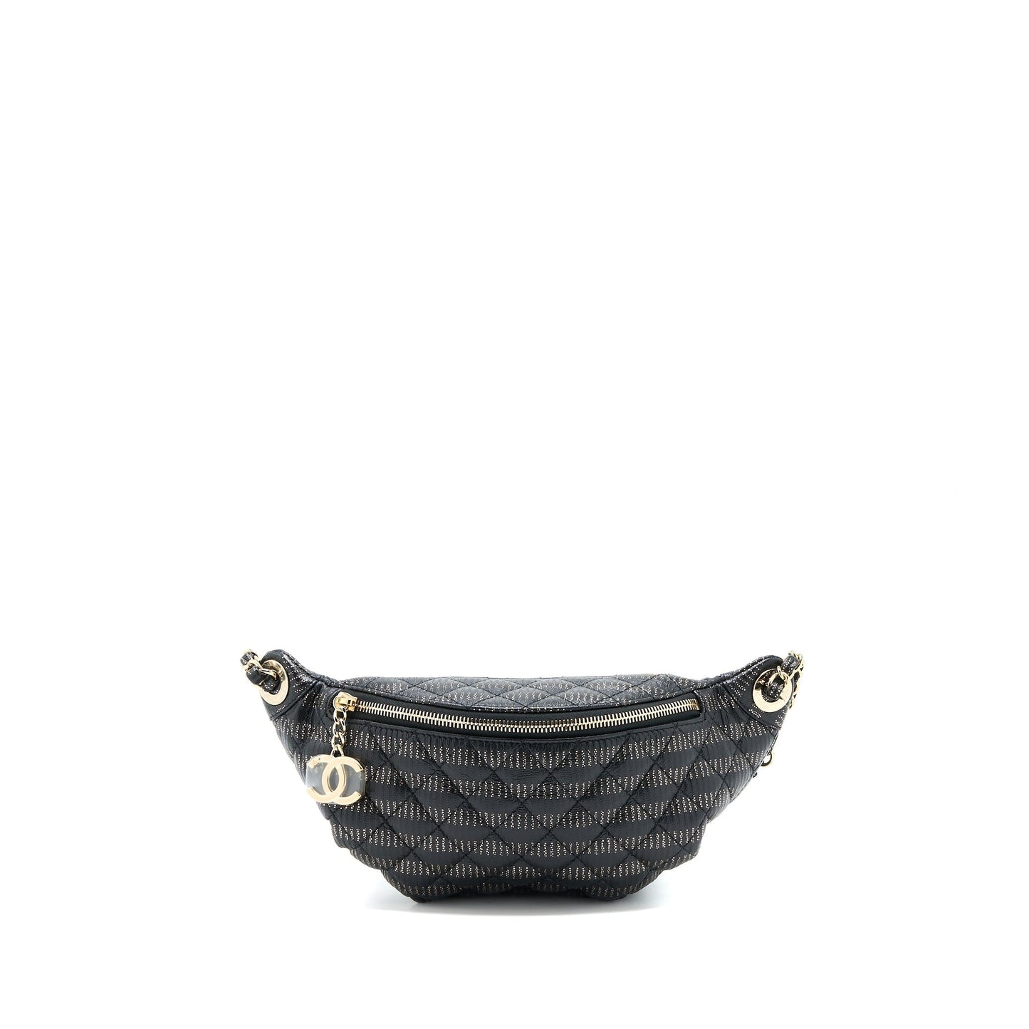 Chanel Seasonal Waist Calfskin GHW Black Gold Handbag