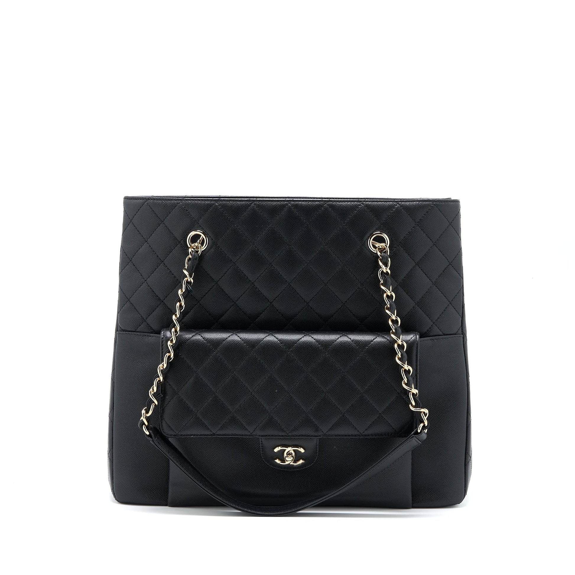 Chanel 19C Shopping Caviar LGHW Black Tote Bag