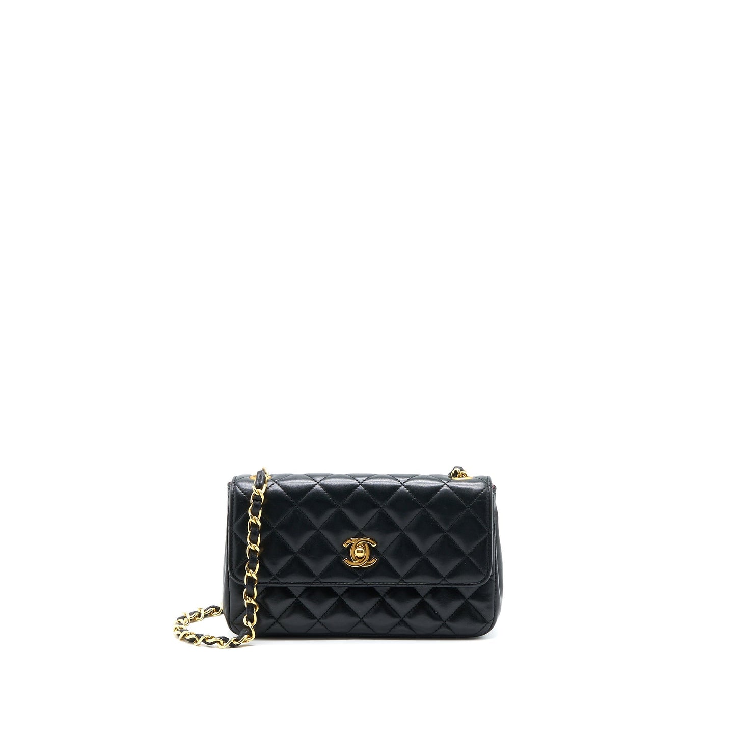 Chanel Flap Lambskin GHW Black Shoulder Bag Black Ghw