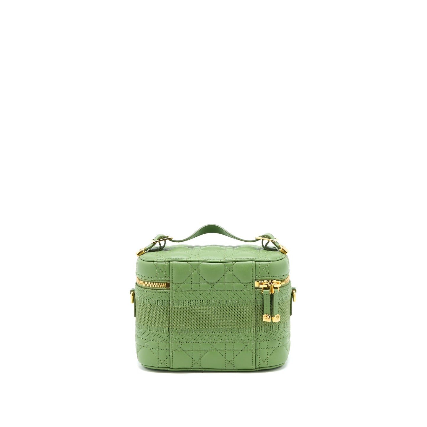 Dior travel Vanity Case Cannage Lambskin Handbag Green Small Travel Bag