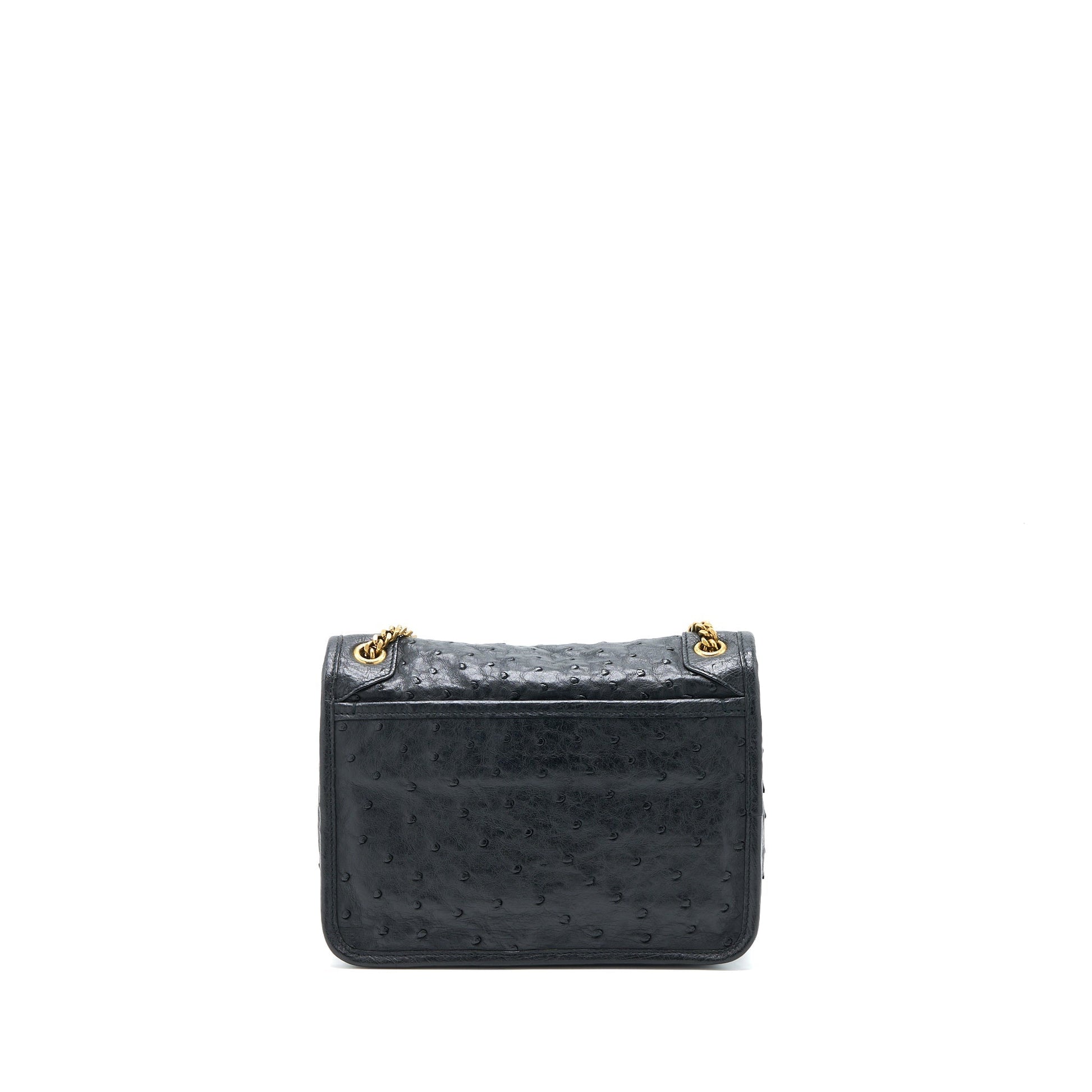 YSL Saint Laurent Saint Laurent Niki Baby Ostrich Travel Bag Black