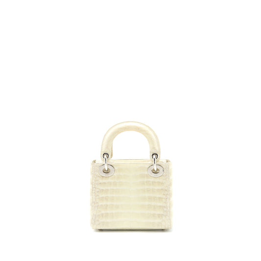 Dior Lady Himalayan Crocodile Handbag White Mini Travel Bag