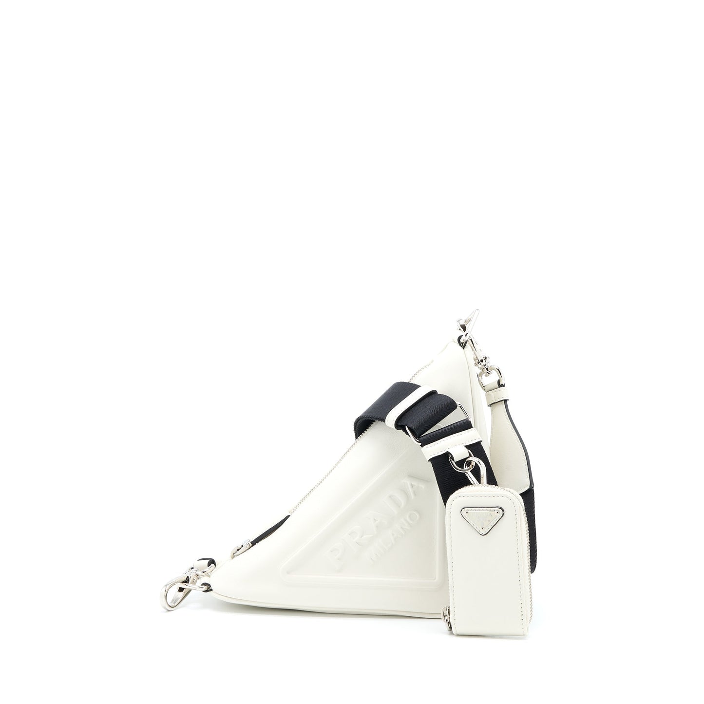 Prada Triangle Purse Handbag Leather White Travel Bag