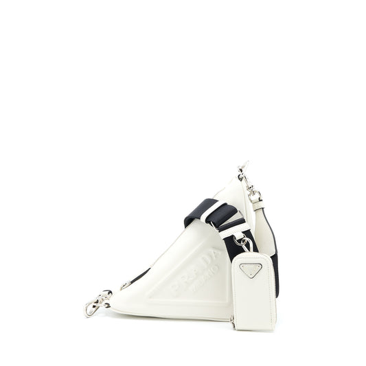 Prada Triangle Purse Handbag Leather White Travel Bag