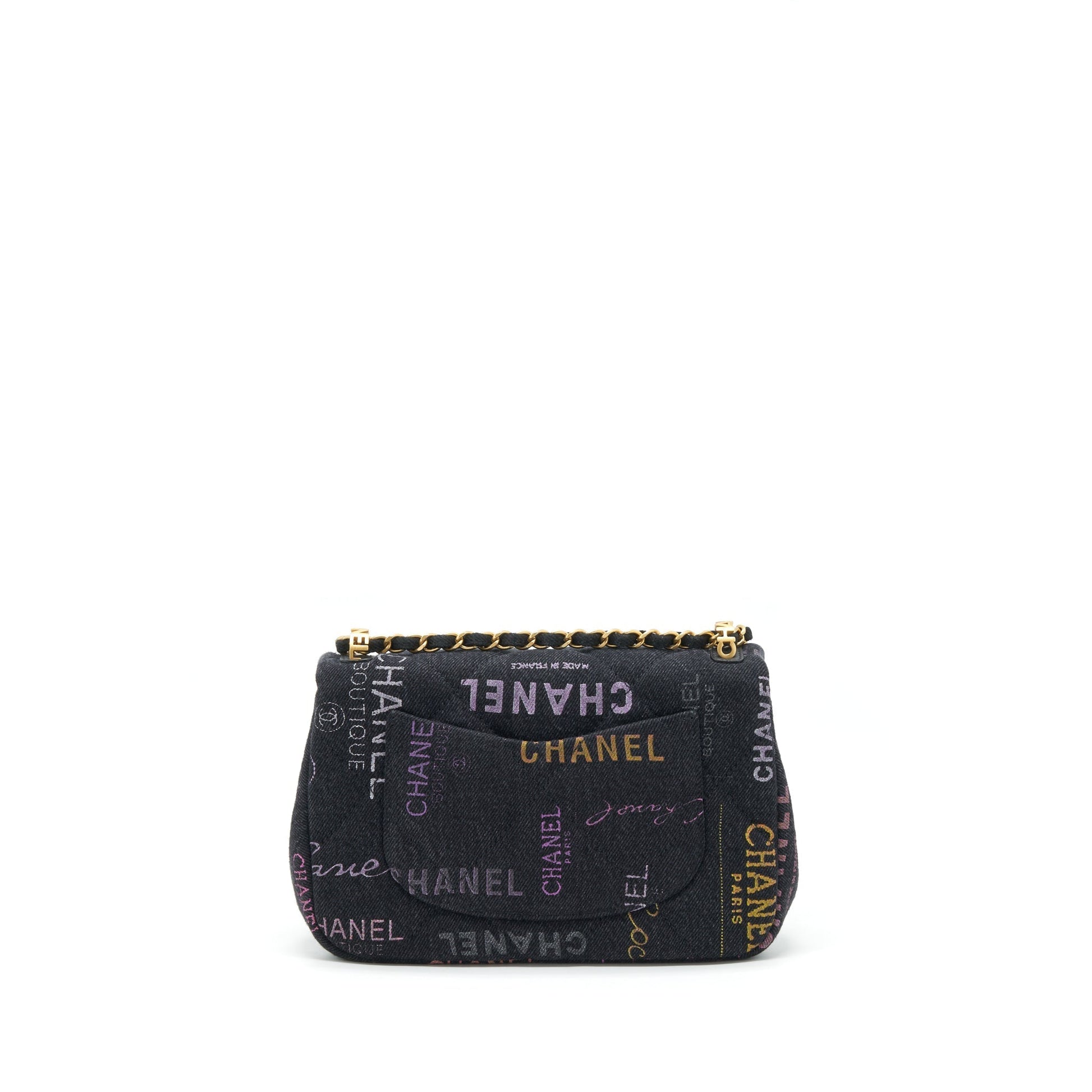 Chanel 22P Flap 23cm Denim GHW Microchip Black Small Shoulder Bag