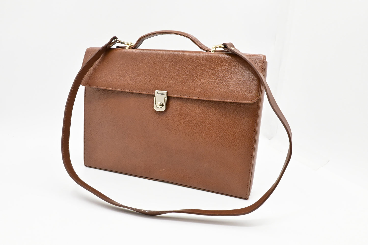 Burberry Briefcase In Handbag Leather Brown Travel Bag