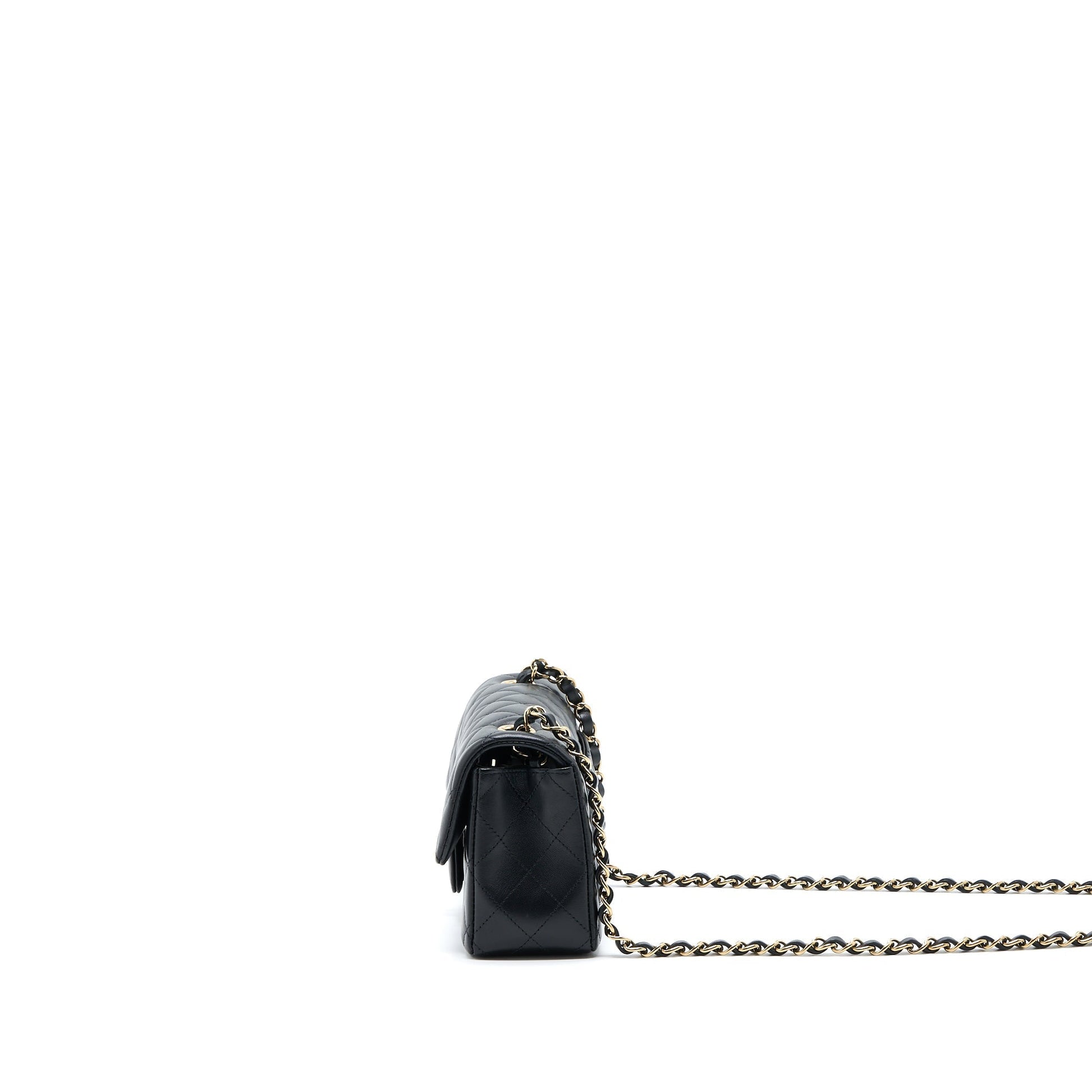 Chanel Classic Rectangular Flap Lambskin LGHW Microchip Black Shoulder Bag